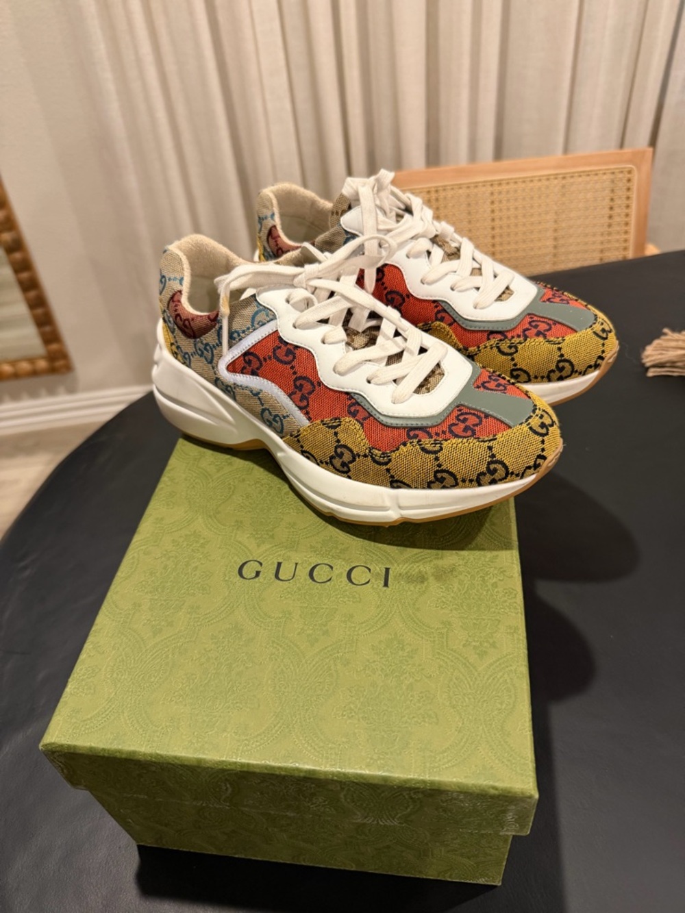 Gucci Multicolor GG-Pattern Women's Runner Chunky Sneakers